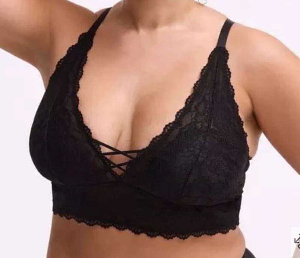 Torrid Curve Lightly Lined XO Lace Bralette Women 4 Black Lace Wireless Lingerie